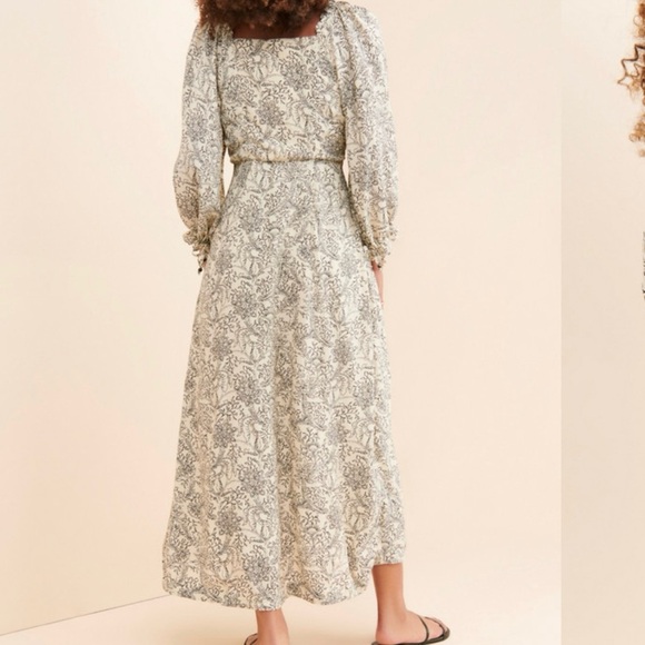 Scotch & Soda Easy Floral Maxi Midi Dress S Boho Coquette Flowy Slit Puff Sleeve - Picture 3 of 16